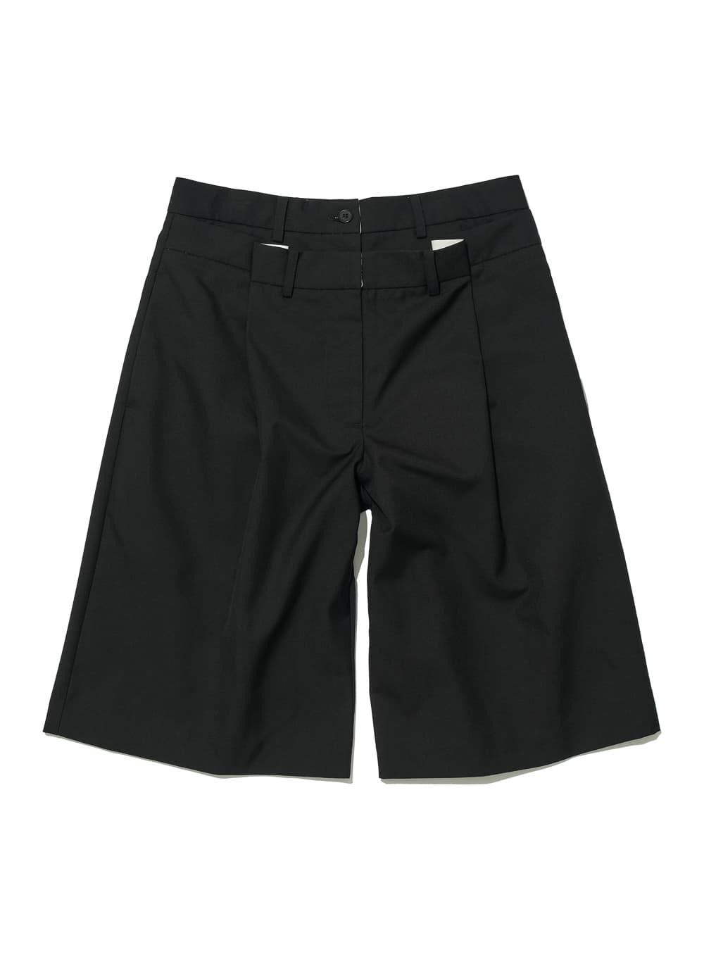 DOUBLE-LAYER WAIST BERMUDA PANTS_BLACK