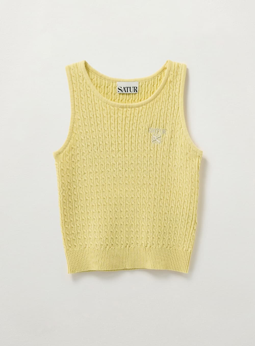 (W) Cable Knit Sleeveless Top - Yellow