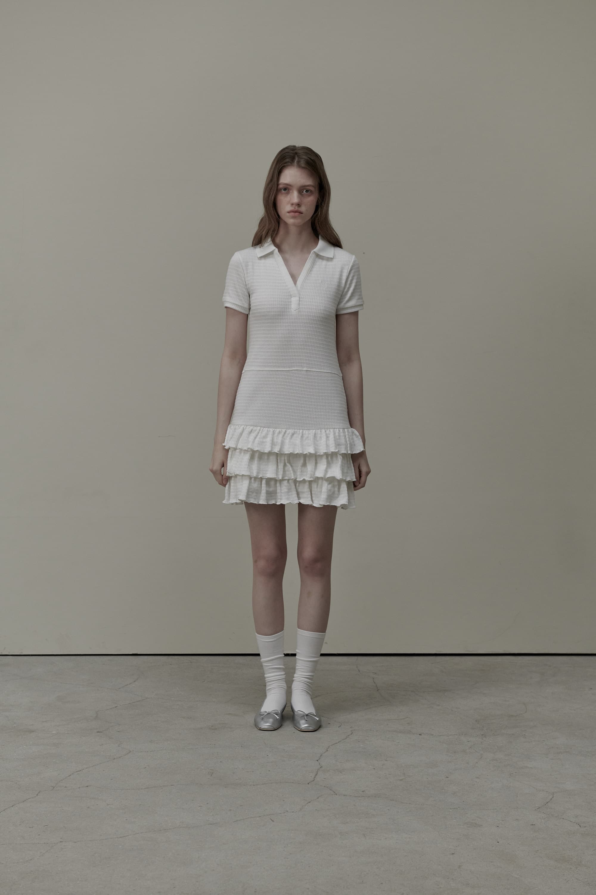 Logo Embroidery Pk Cancan Dress - White