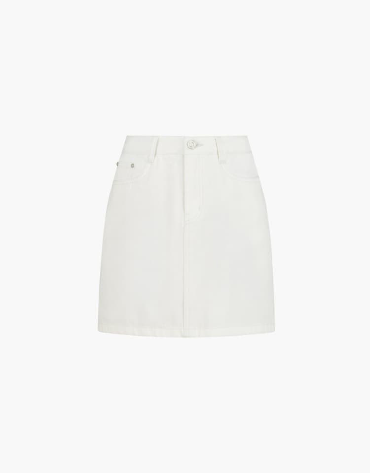 standard denim mini skirt - ivory