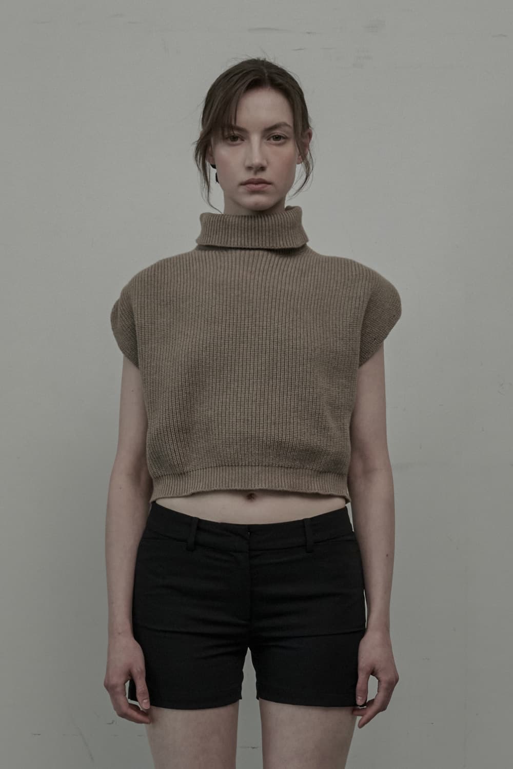 Haze Turtleneck Knit Vest - Brown