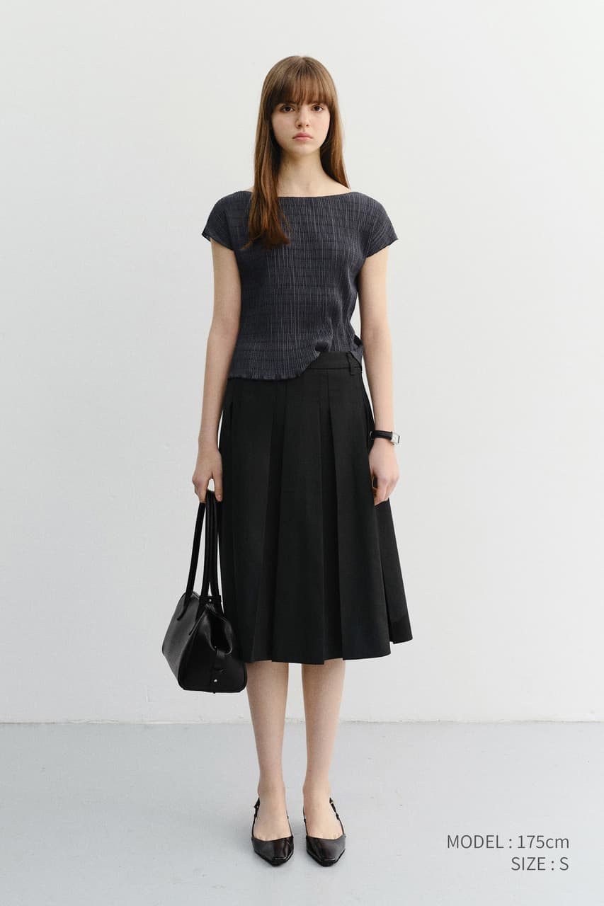 PLEATS BLOUSE CHARCOAL GREY_UDBL6B229CG