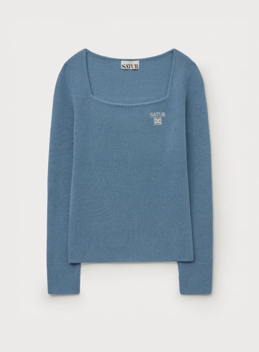 (W) Square Neck Knit Long sleeve - Blue