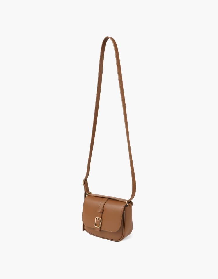 leather mini buckle bag - camel
