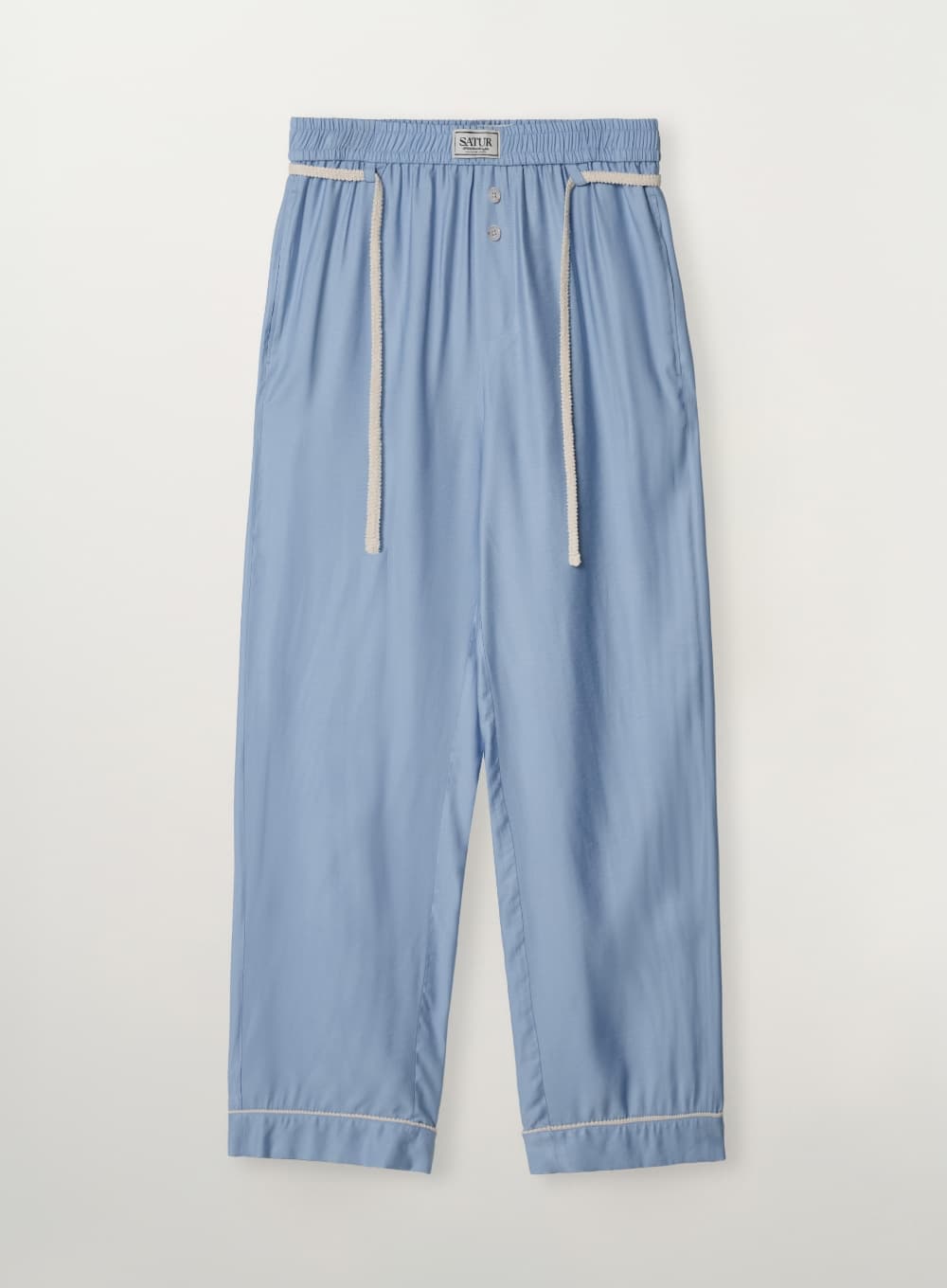 Homewear Lace-up Banding Pants - Sky Blue
