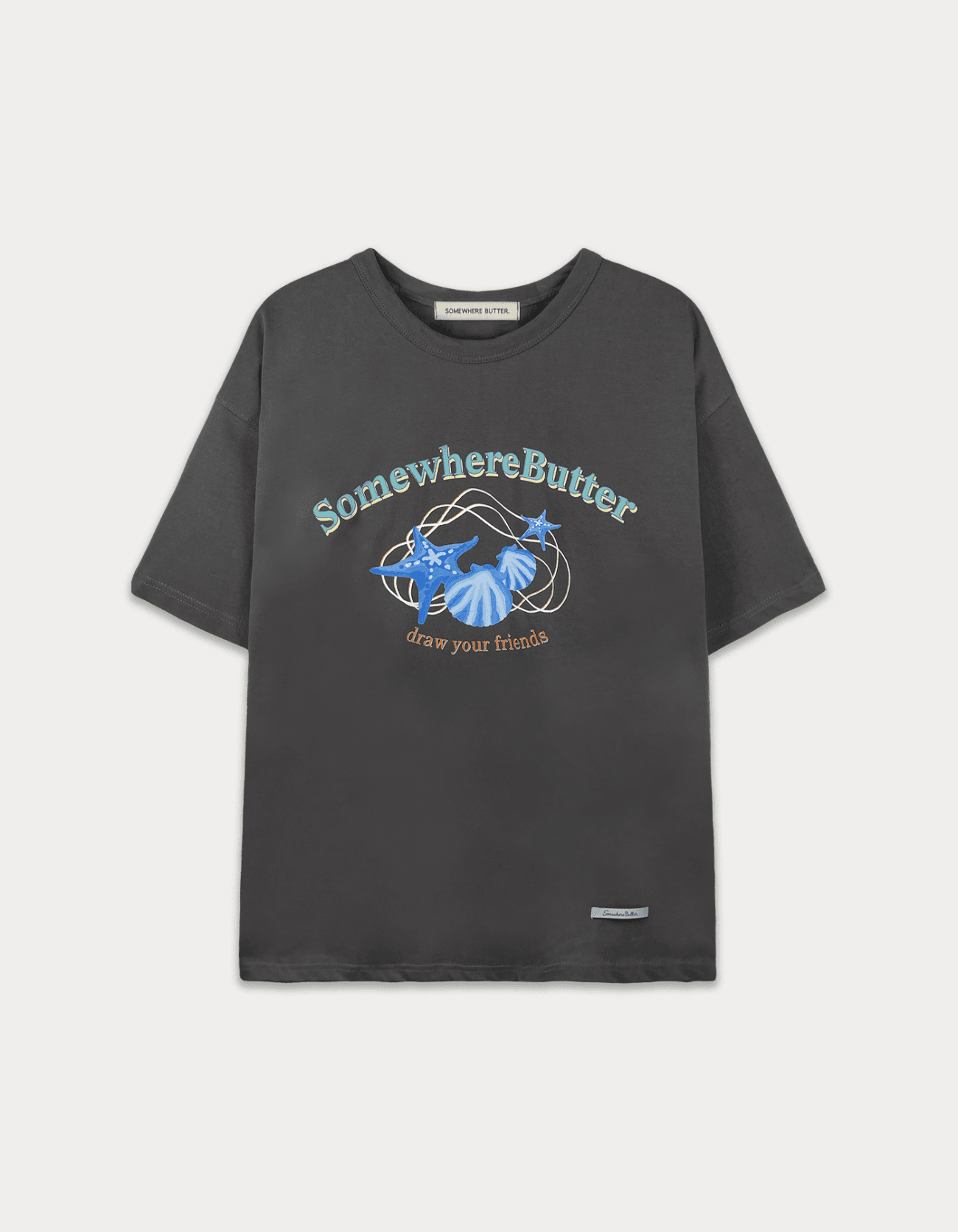 14th / Shell graphic over-fit top - charcoal