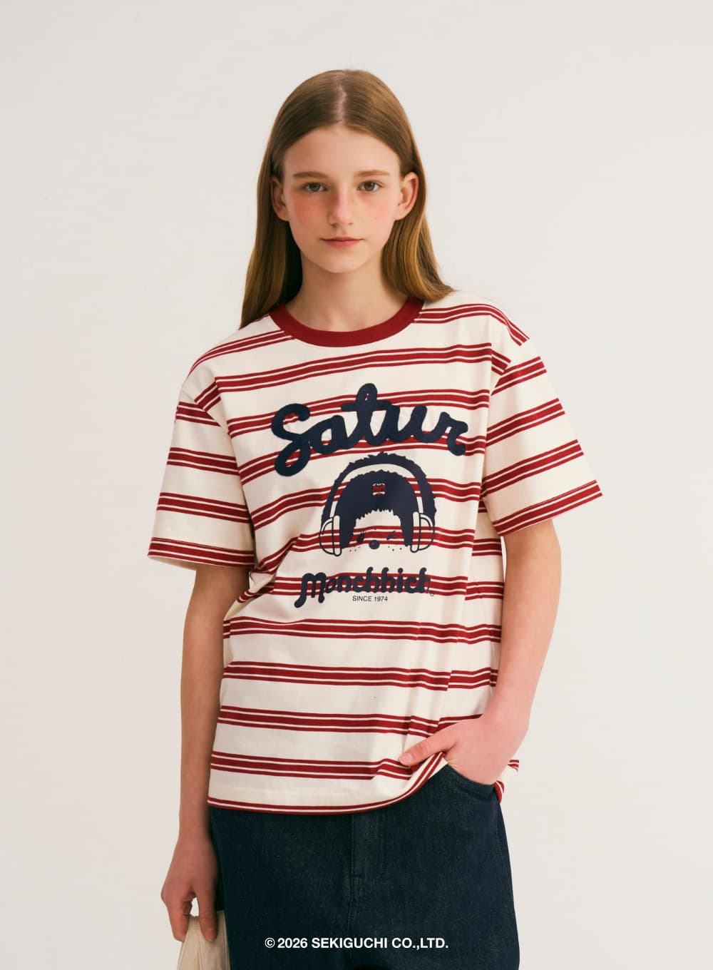 Satur X Monchhichi Stripe T-Shirt - Red