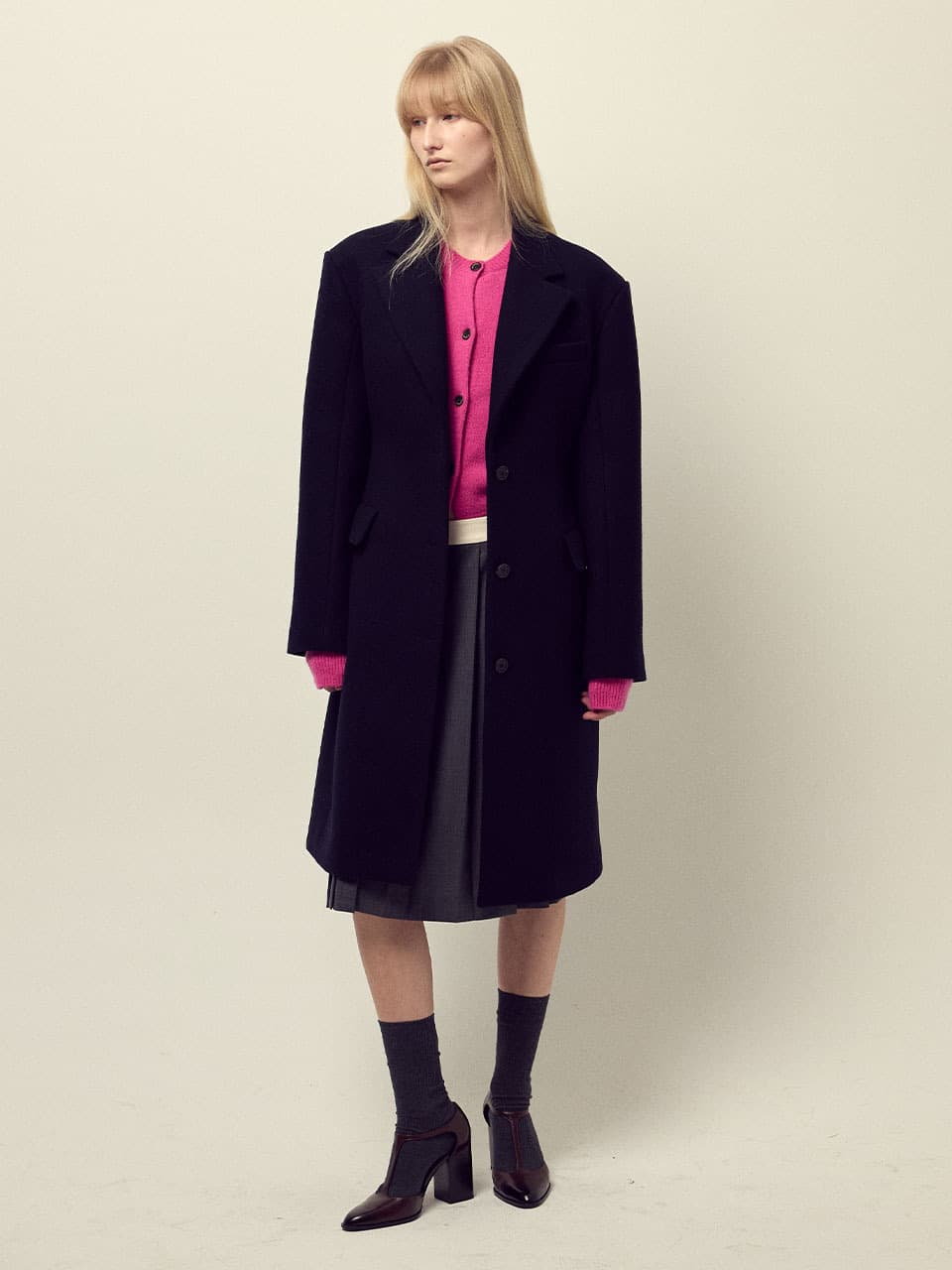 PURE WOOL HOURGLASS COAT_NAVY