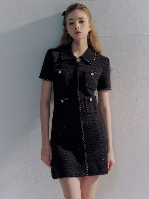 Iida tweed sequin knit dress(3colors)