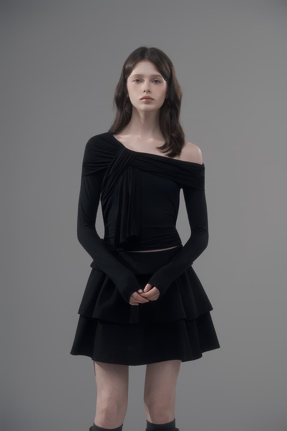 Ella Sheer Shoulder Top - Black