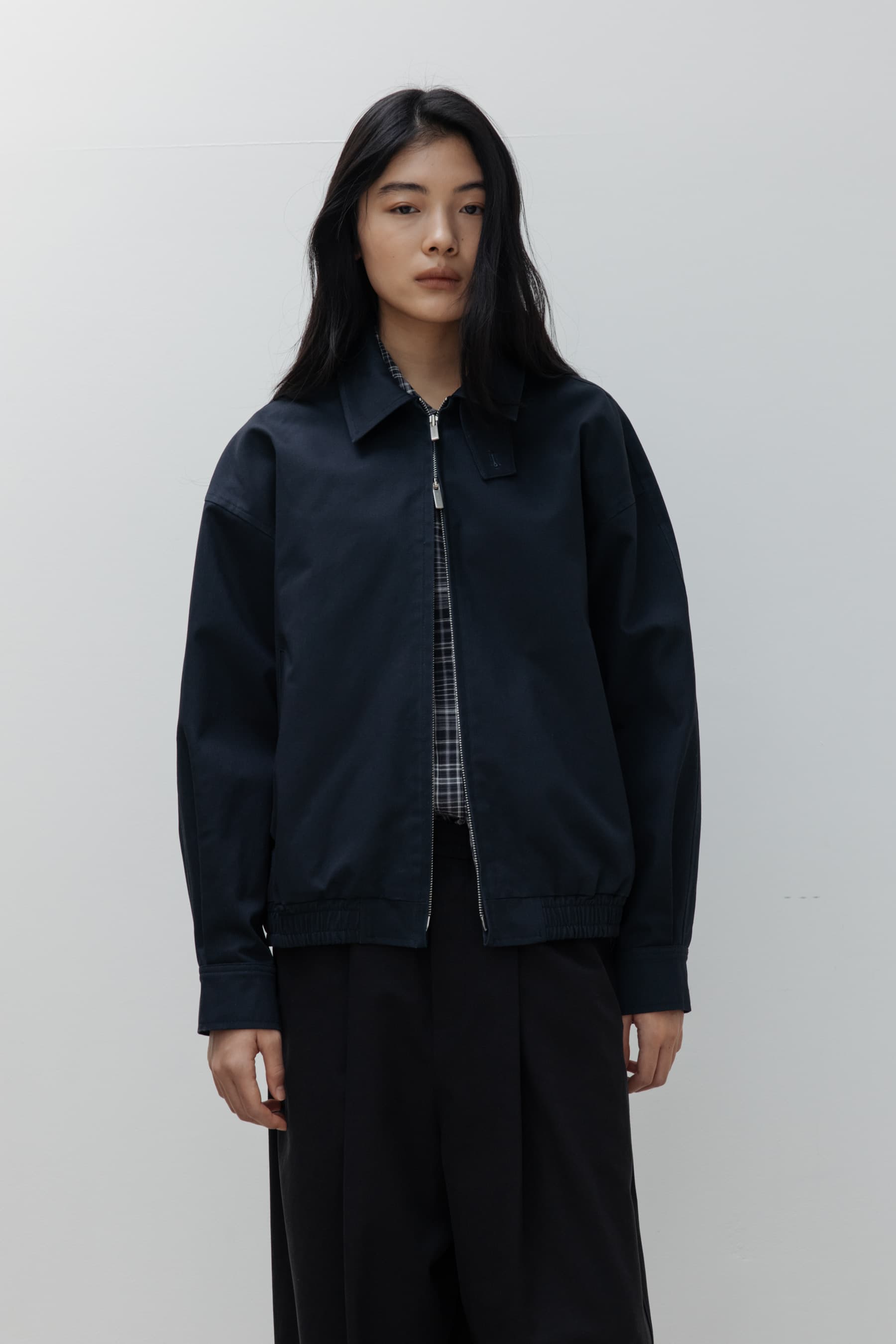 Cotton Bomber Jacket (Navy)