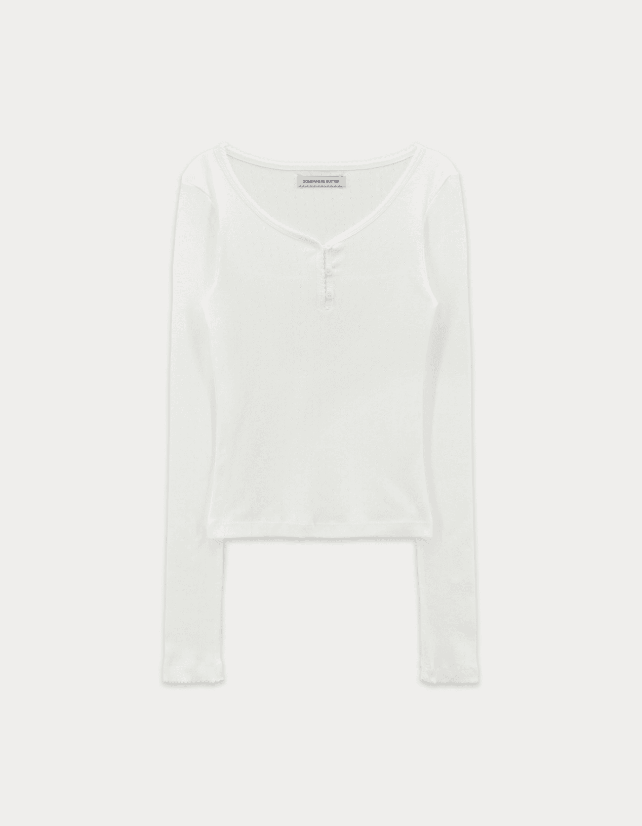 Lace Button Long Top - Ivory