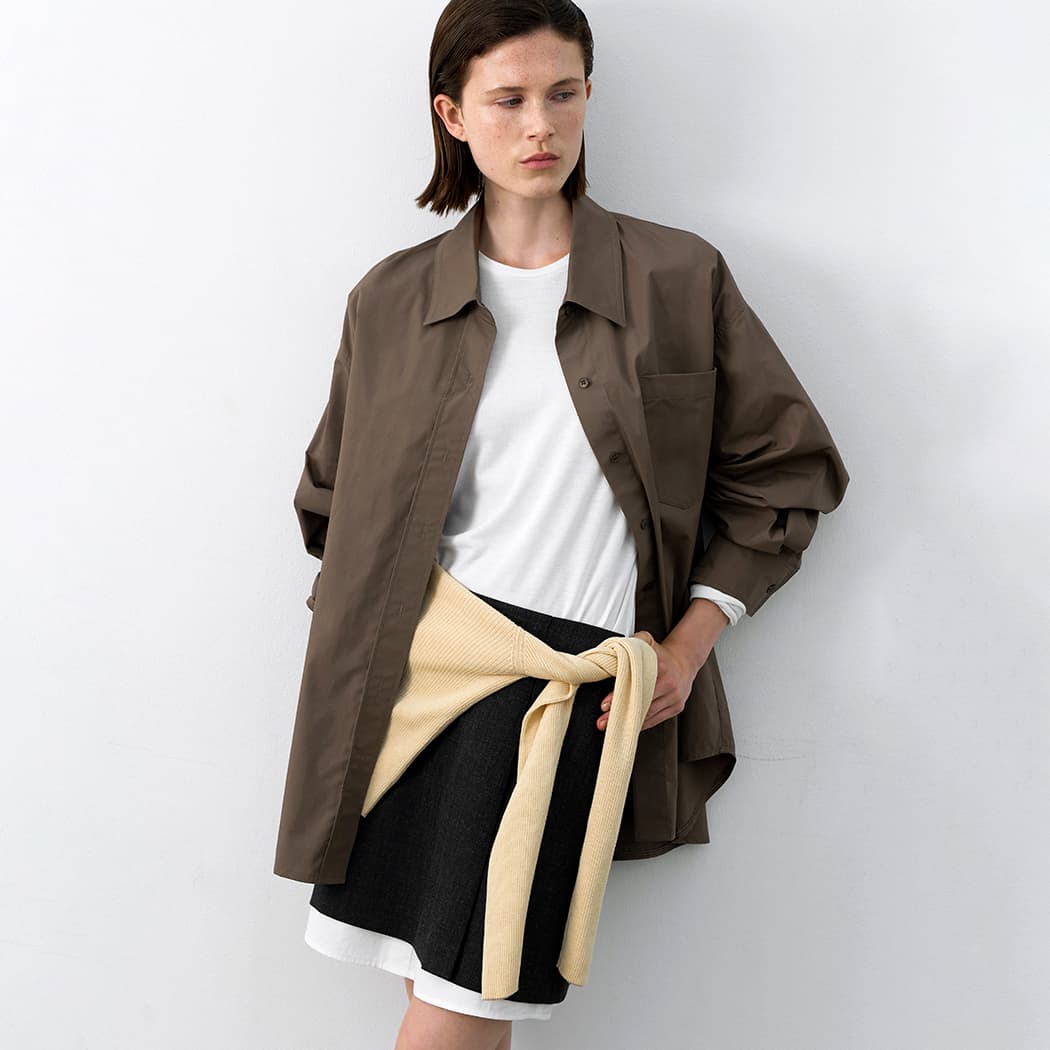 (BL-4366)ESSENTIAL SOLID COTTON OVERSIZE SHIRT