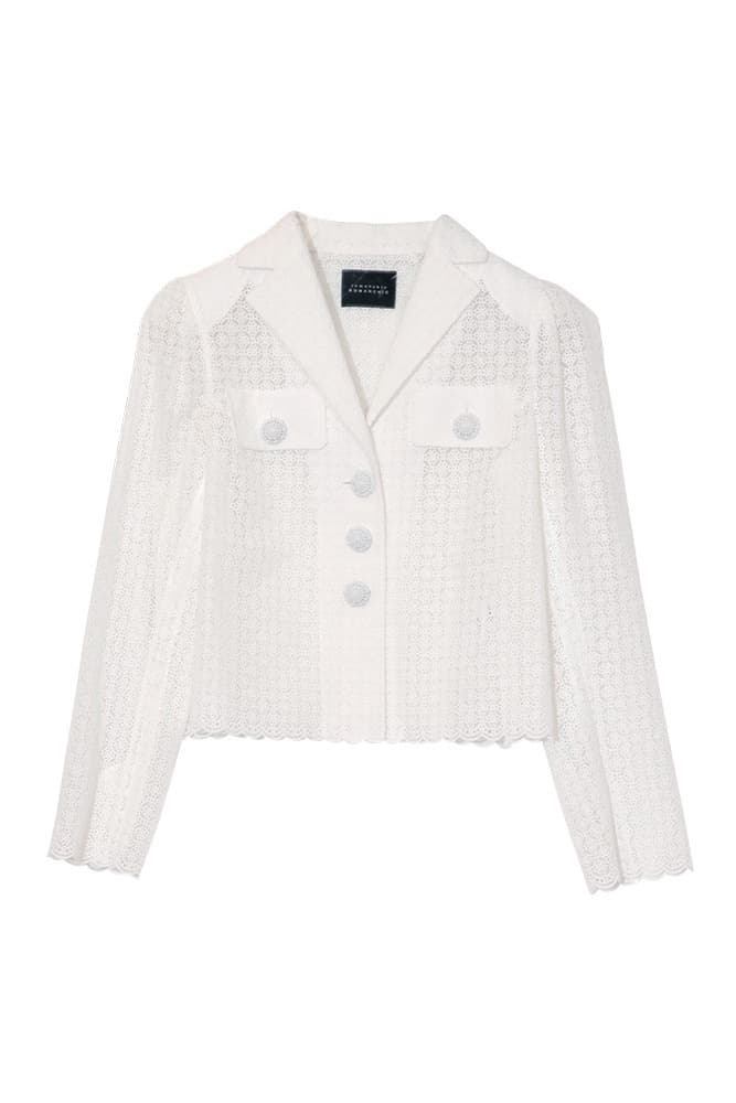 Scalloped Lace Tailored Jacket (Ivory)