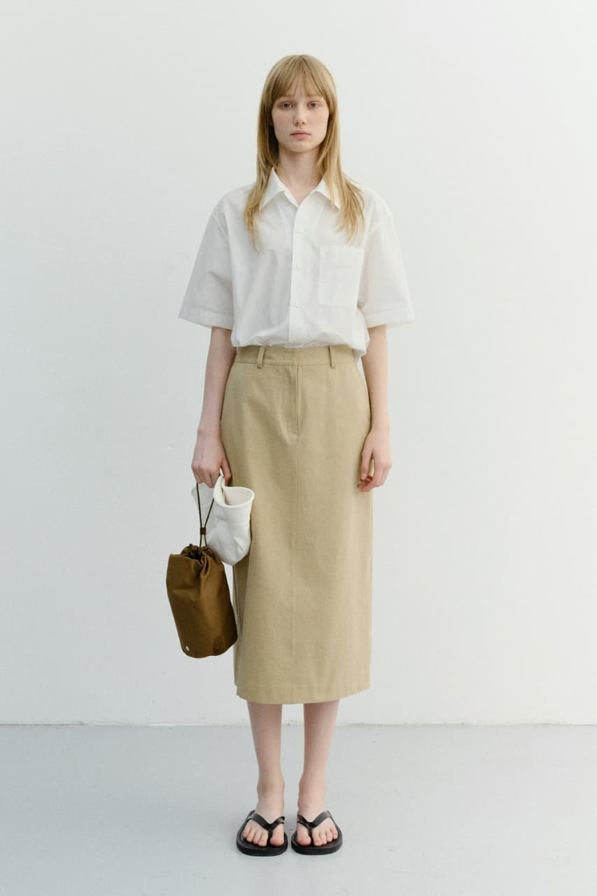 H-LINE COTTON LONG SKIRT BEIGE_UDSK6B223I2
