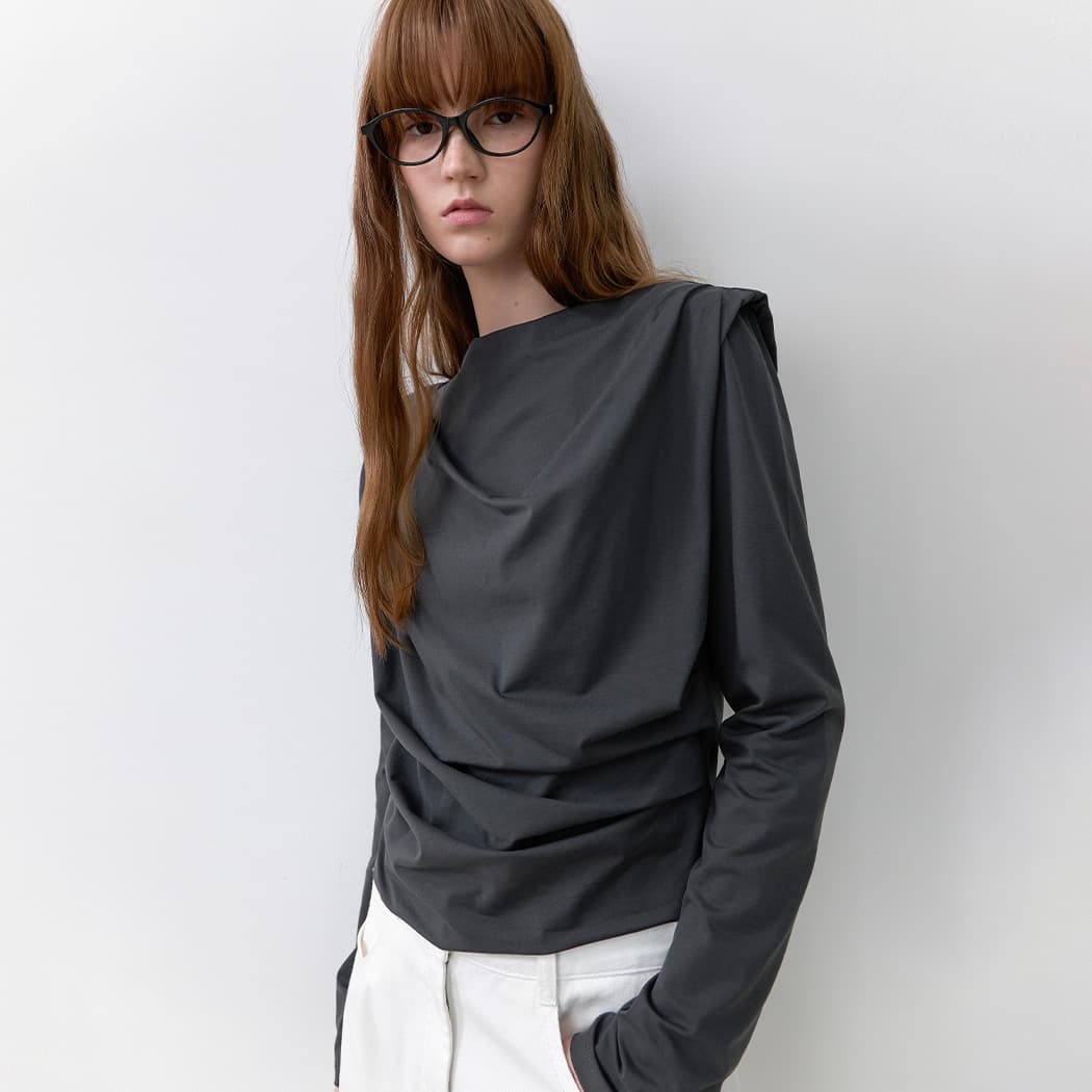 (T-7167)DRAPING DETAIL TOP