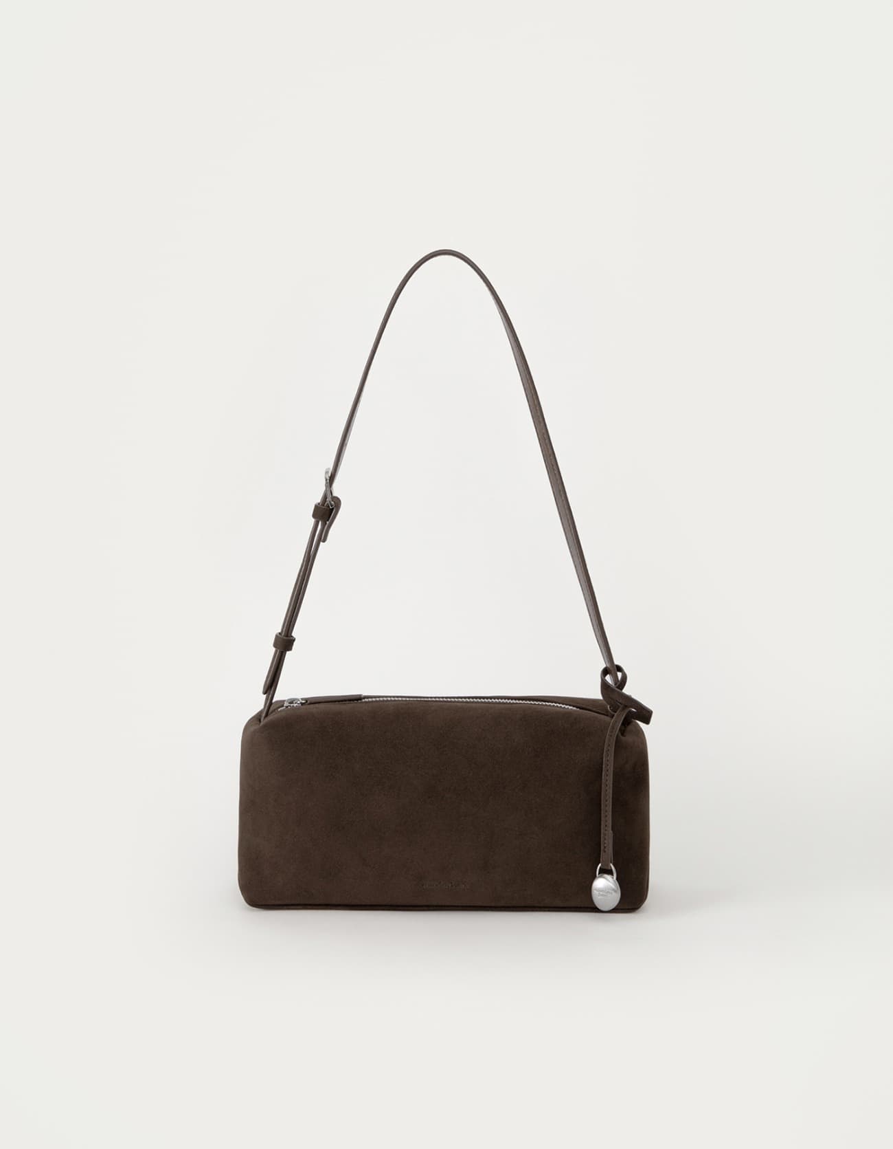 Suede Square Shoulder Bag - Dark Brown