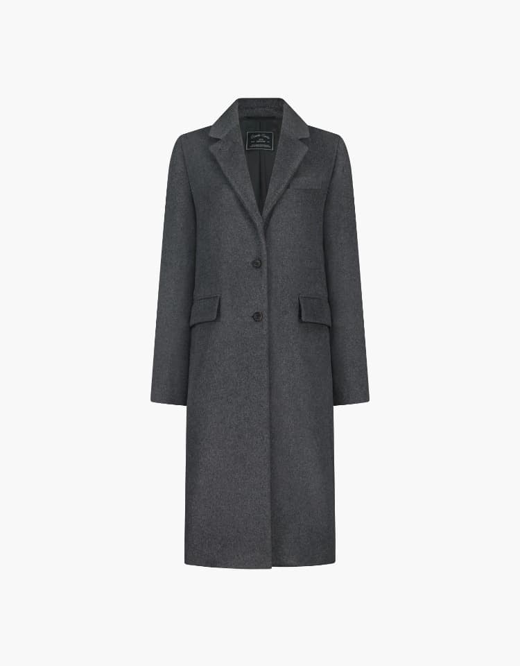 cashmere wool single coat - dark gray
