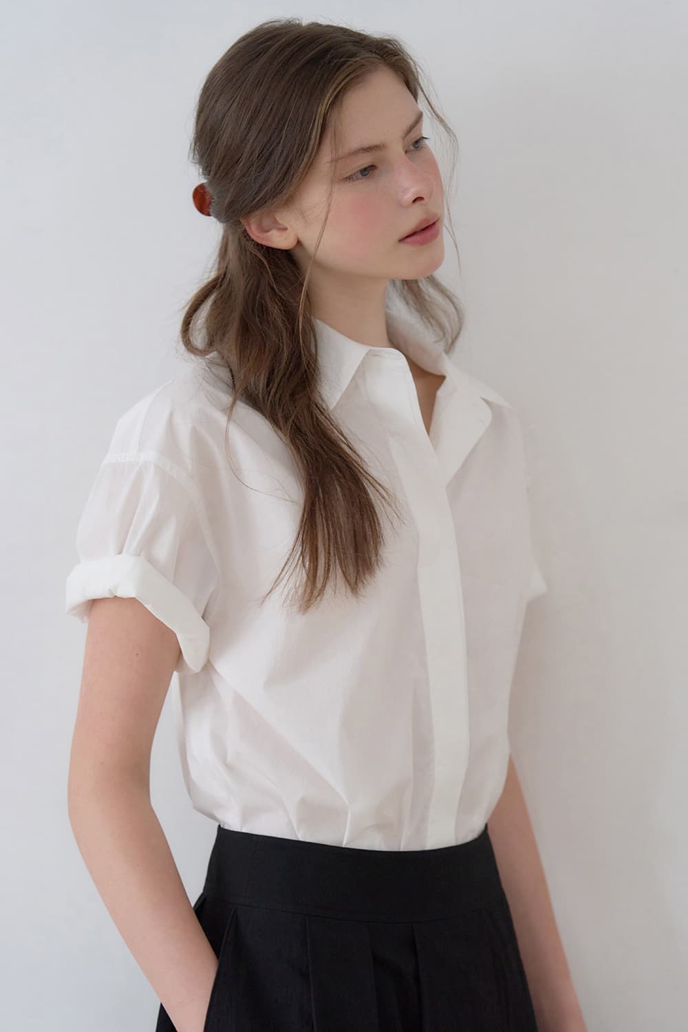 Summer classic hidden shirt White [N6MBL01]