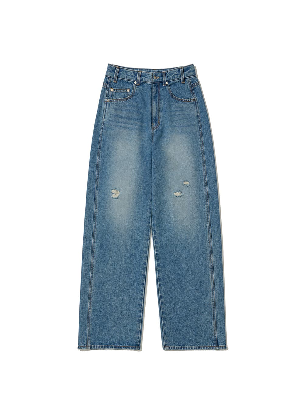 DISTRESSED LOWRISE JEANS_MID BLUE