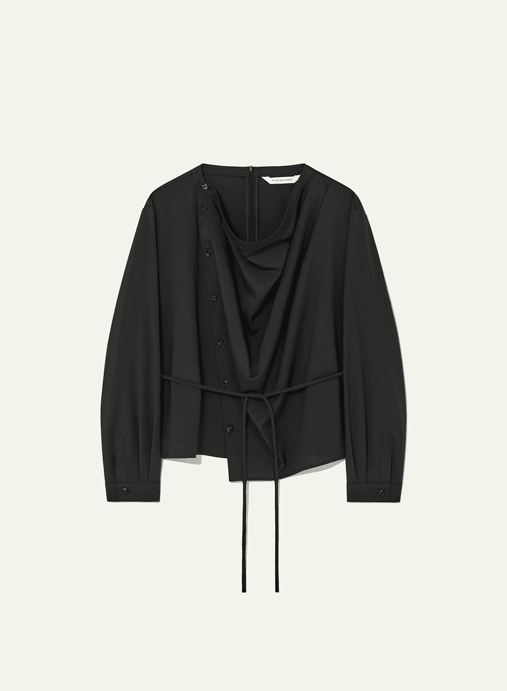 Draped Allen Blouse Charcoal (Merino Wool)