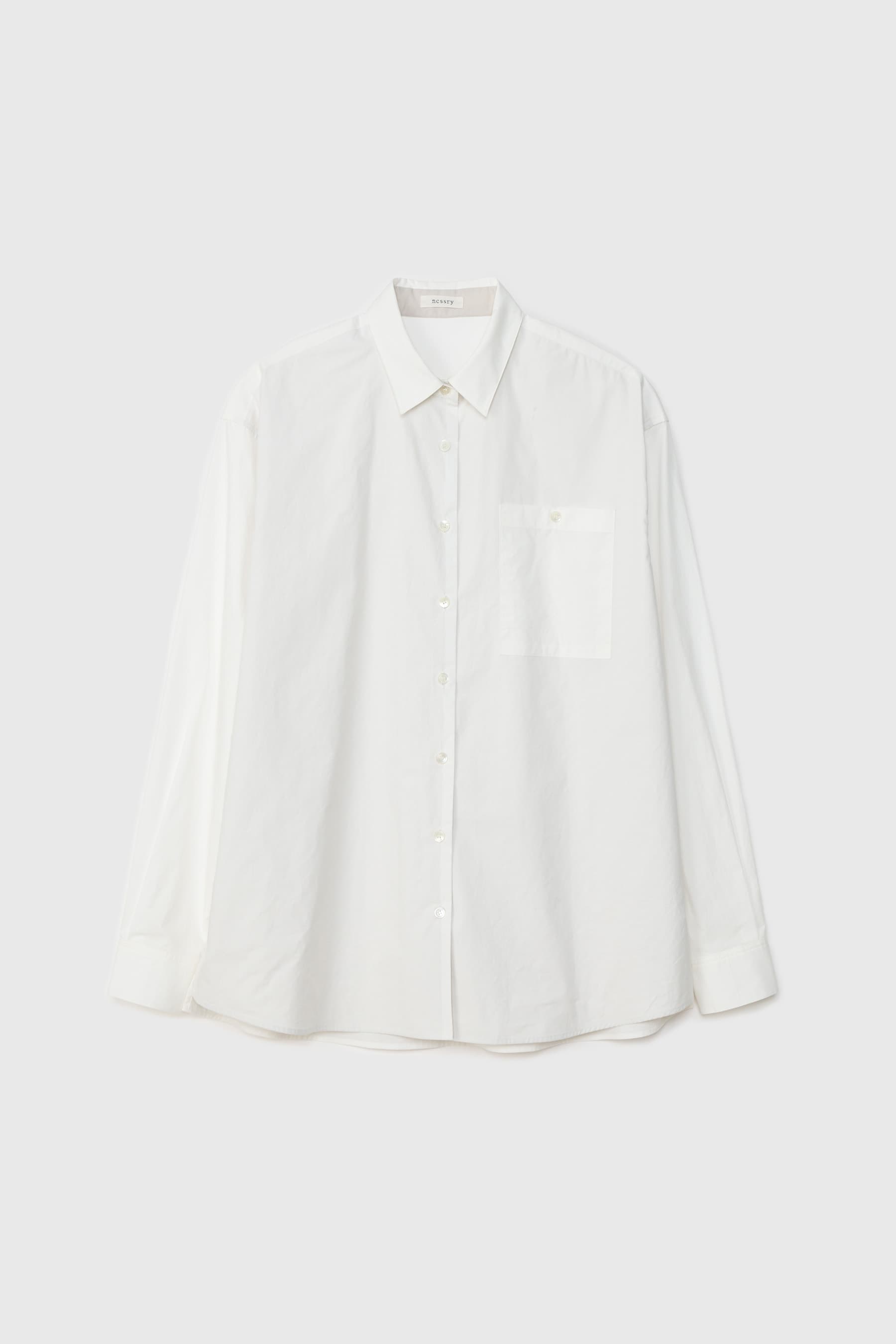 Cotton Contrast Shirt (White/Beige)