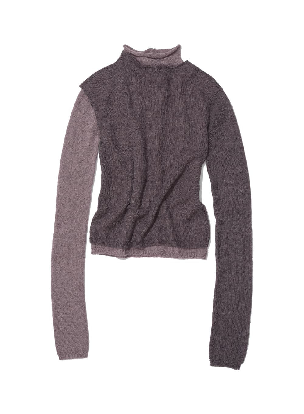 DOUBLE LAYERED MOCK NECK KNIT TOP_MOCHA