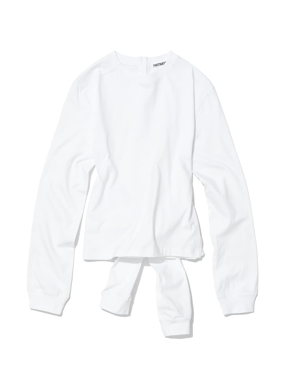 LAYERED SLEEVE-TIE LONG SLEEVE TOP_WHITE