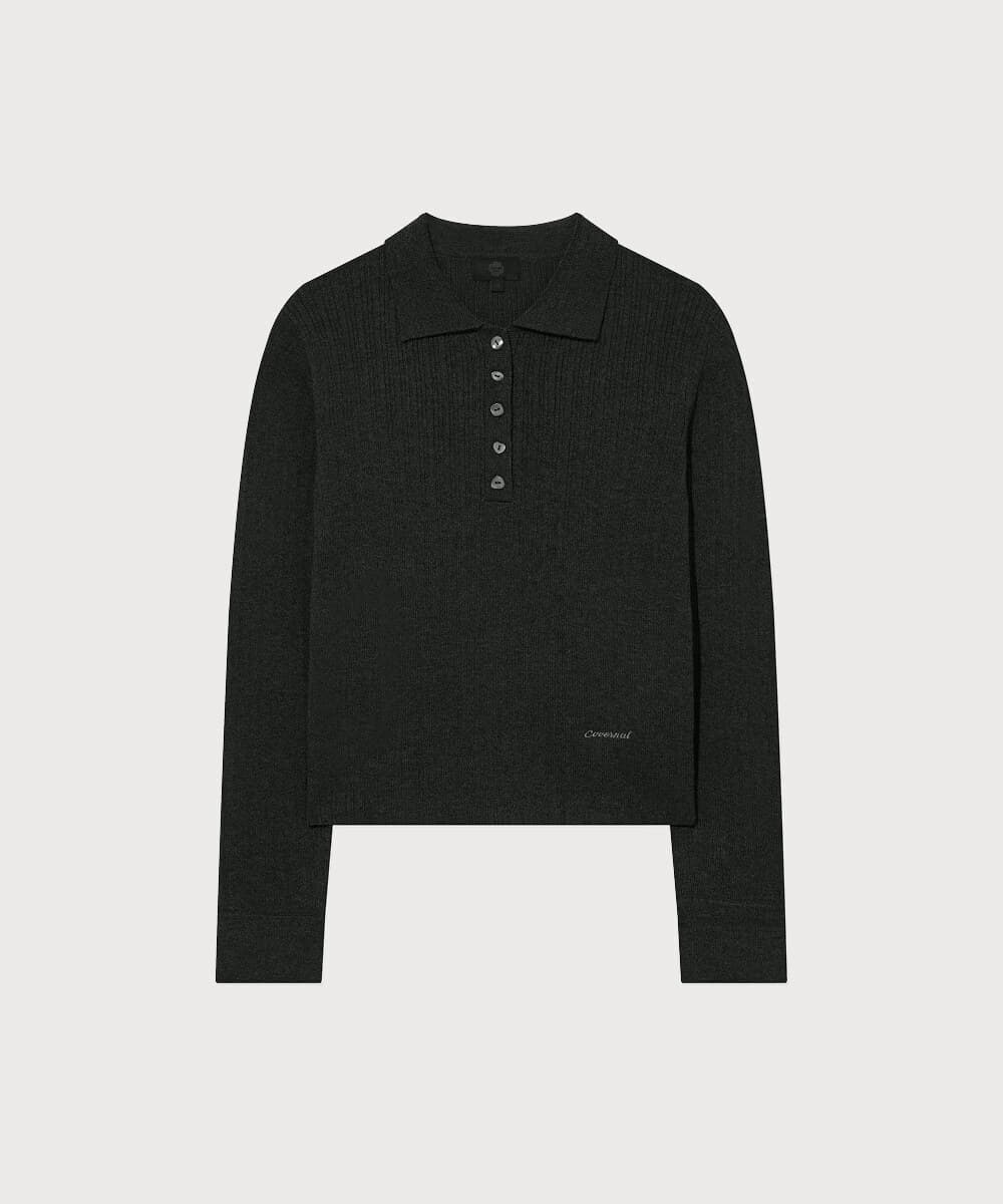 우먼 리브드 카라 니트 Charcoal