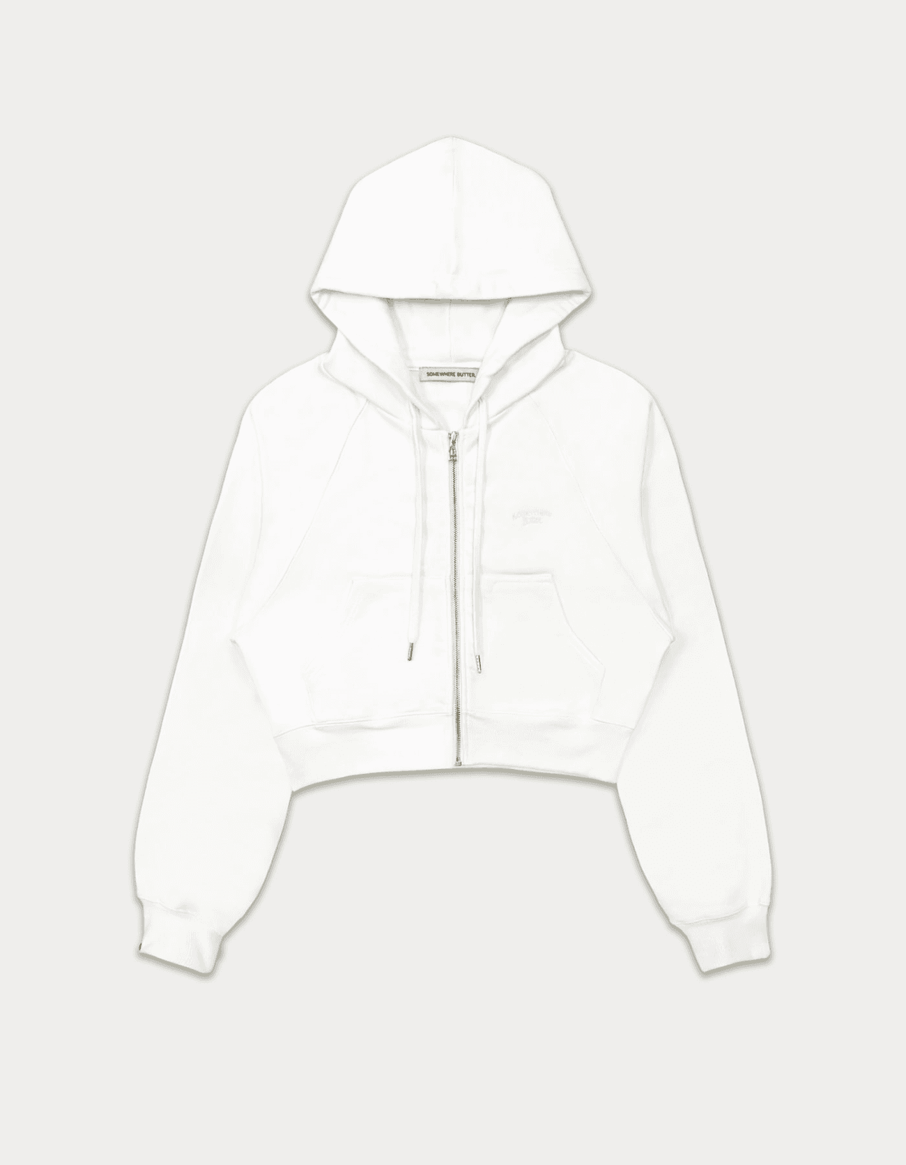 Essential crop hood zip-up - ivory