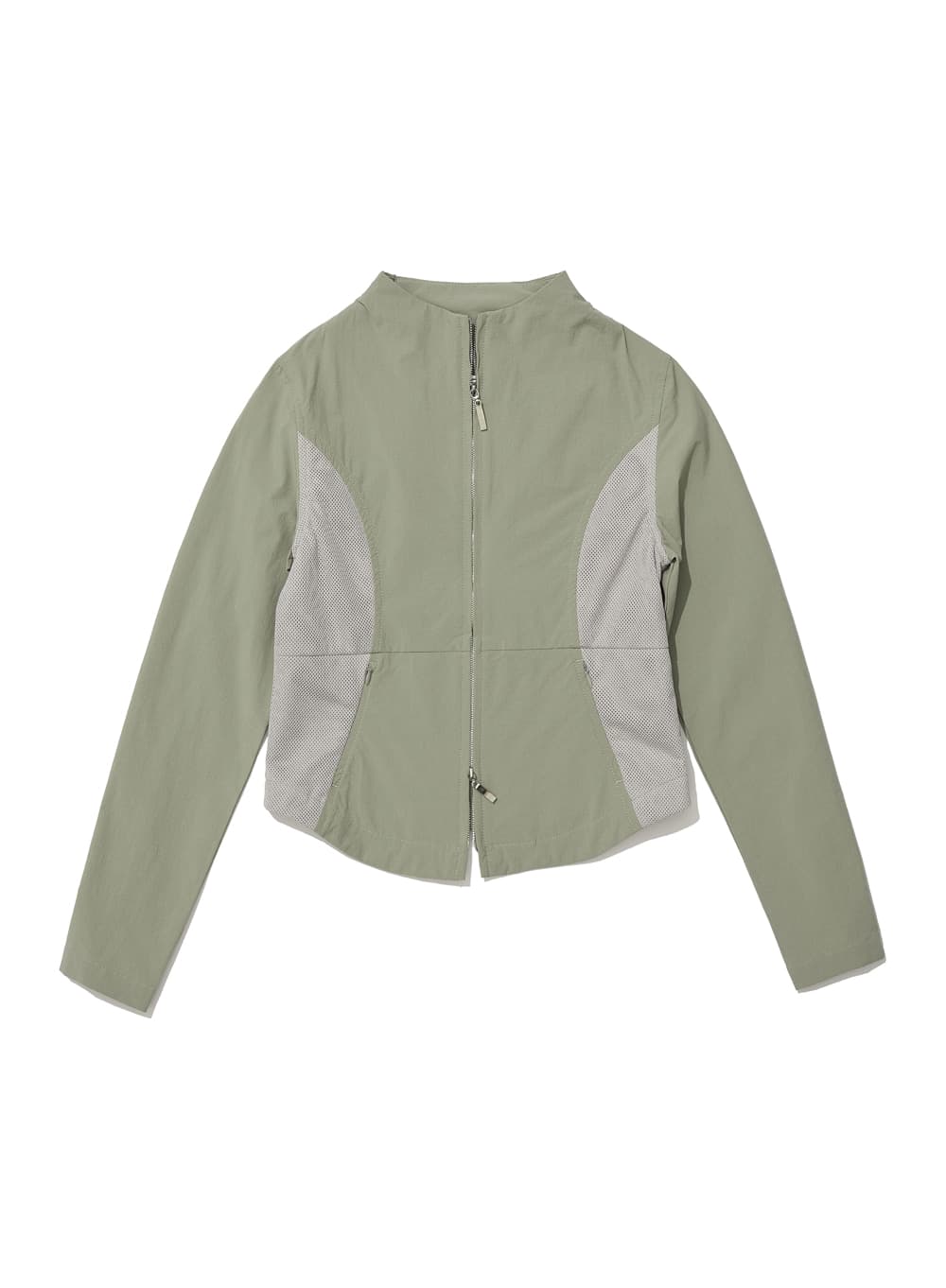 MESH LAYER ZIP-UP JACKET_LIGHT KHAKI
