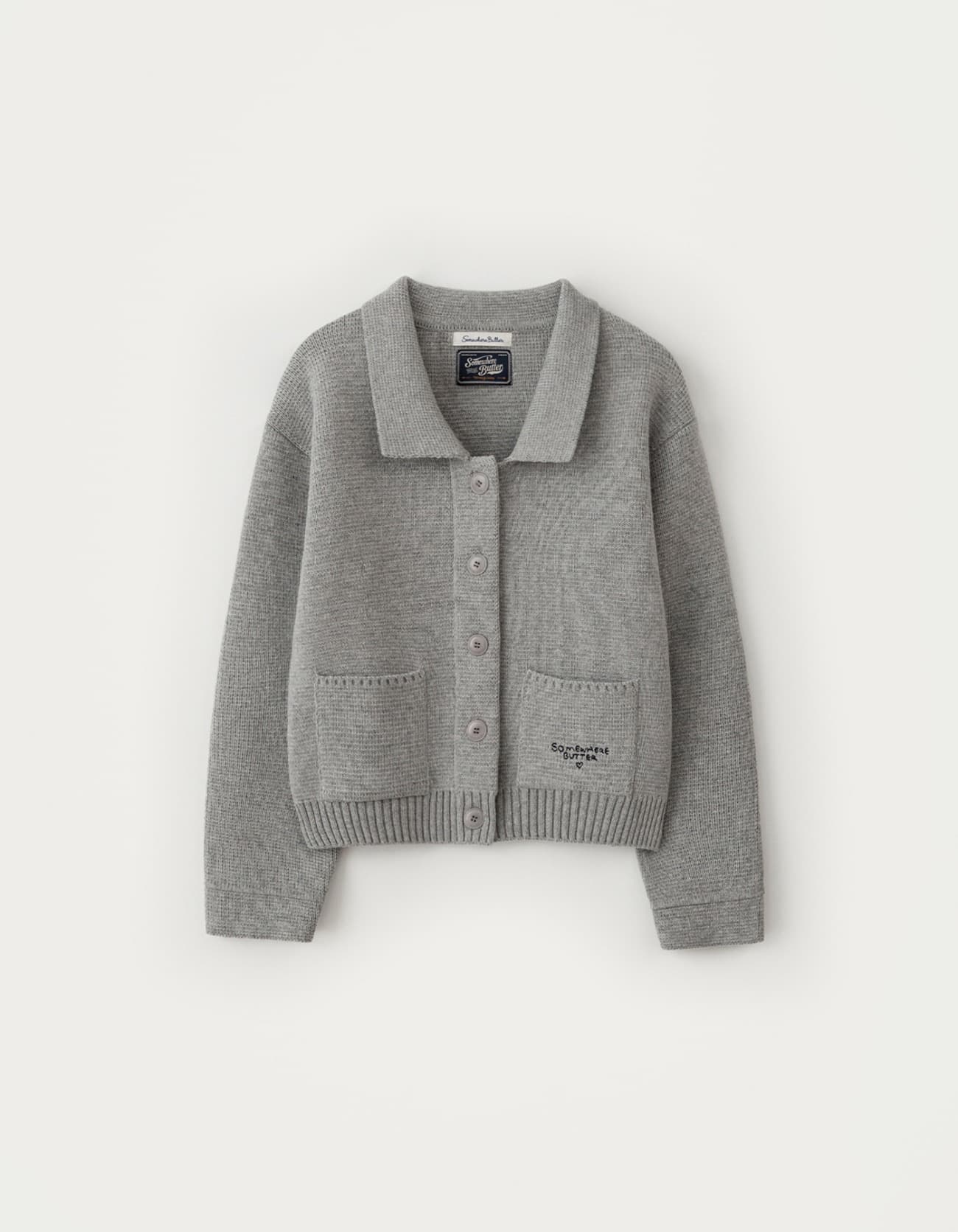 Stitch Logo Knit Wool Jacket - Grey