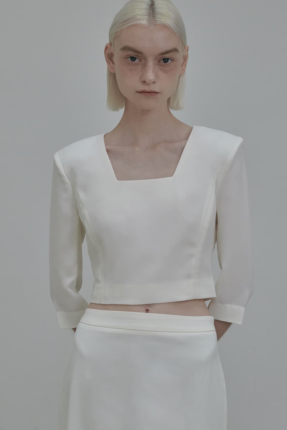Dominic Square Neck Blouse Top - Ivory