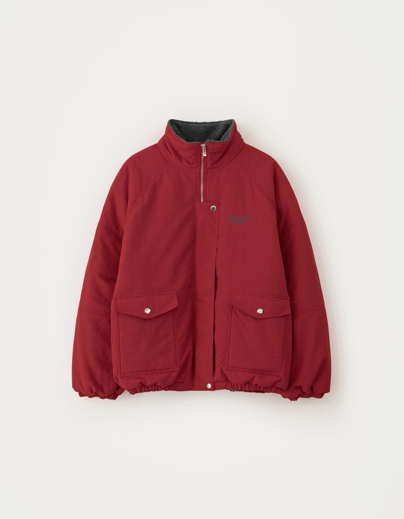 Fleece Over-Fit Padding Jumper - Red