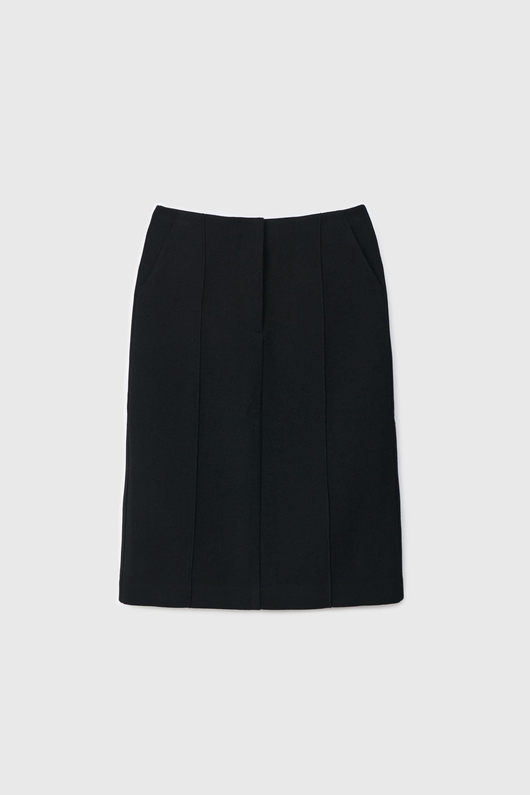 Wool Midi Skirt (Black)