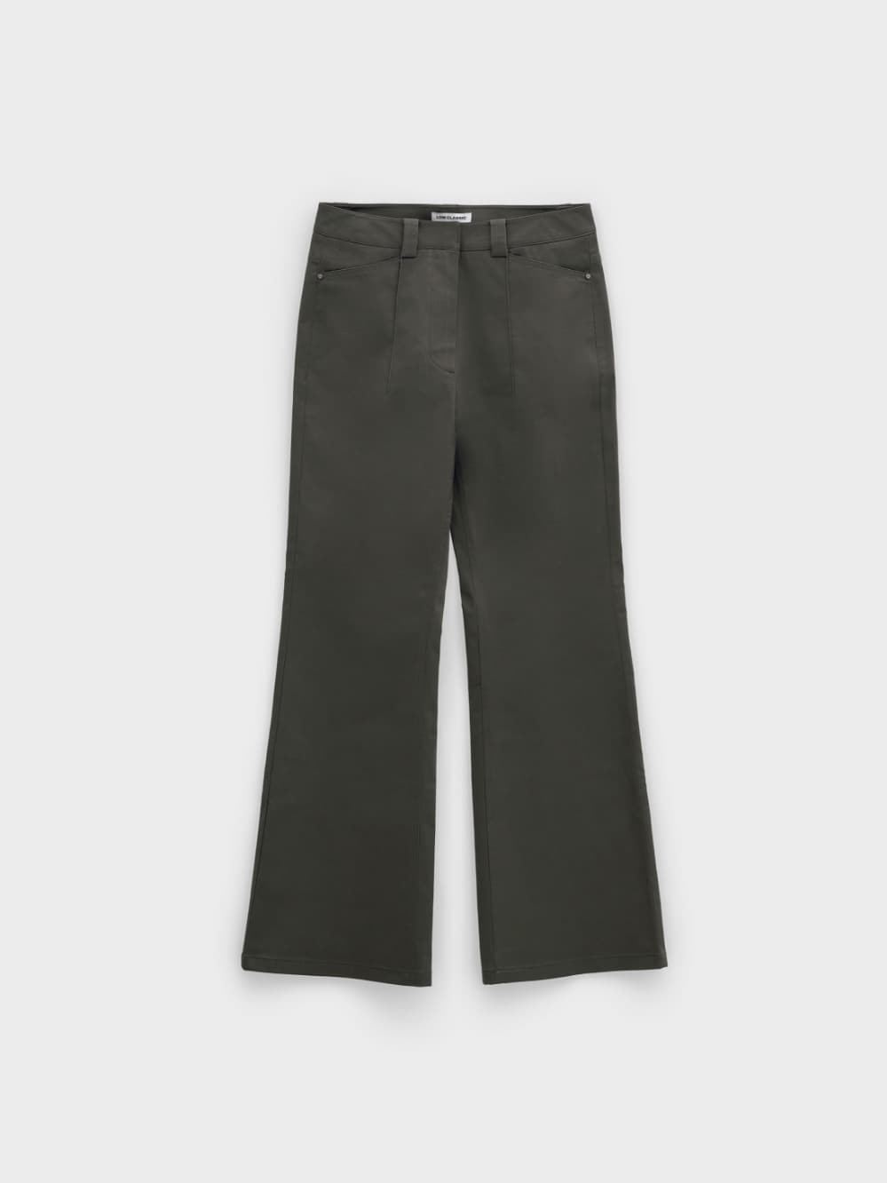 Cotton Pin Tuck Bootcut Pants_Khaki Brown