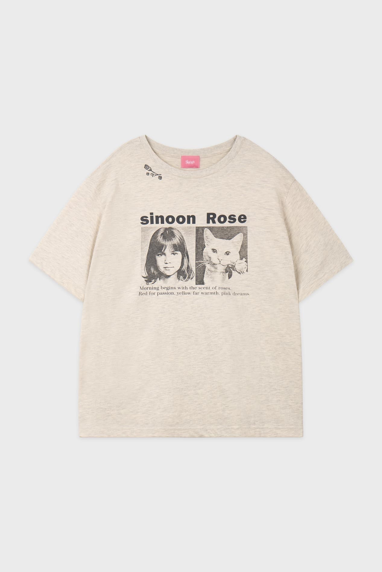 90`s Girl & Cat T-Shirt (Oatmeal)