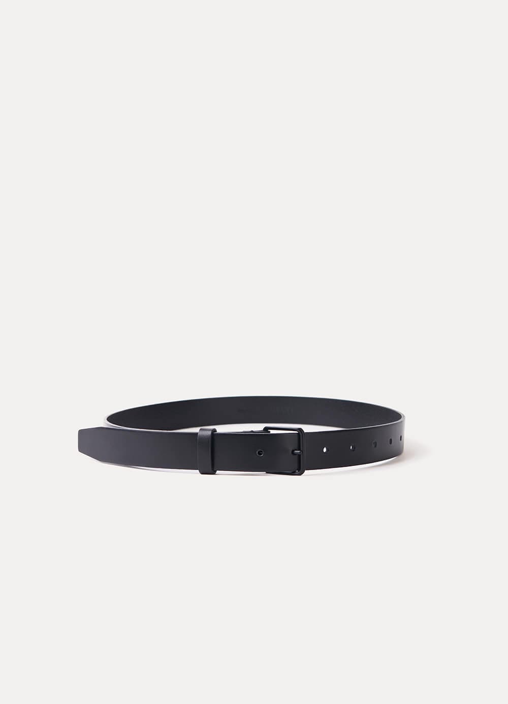 Signature Square Leather Belt - Black