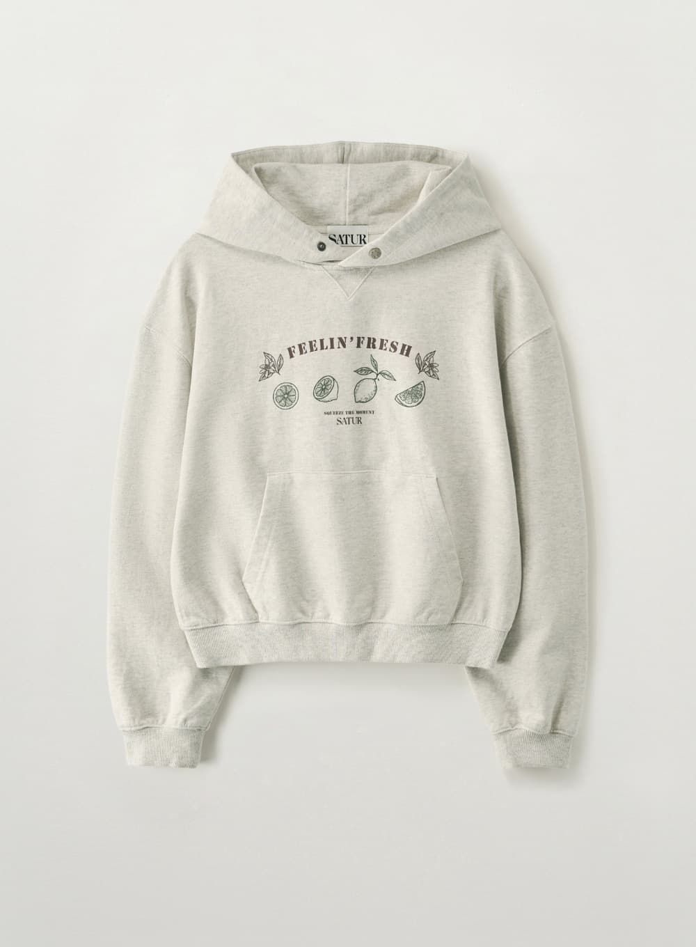 (W) Citron Drawing Crop Hoodie - Oatmeal