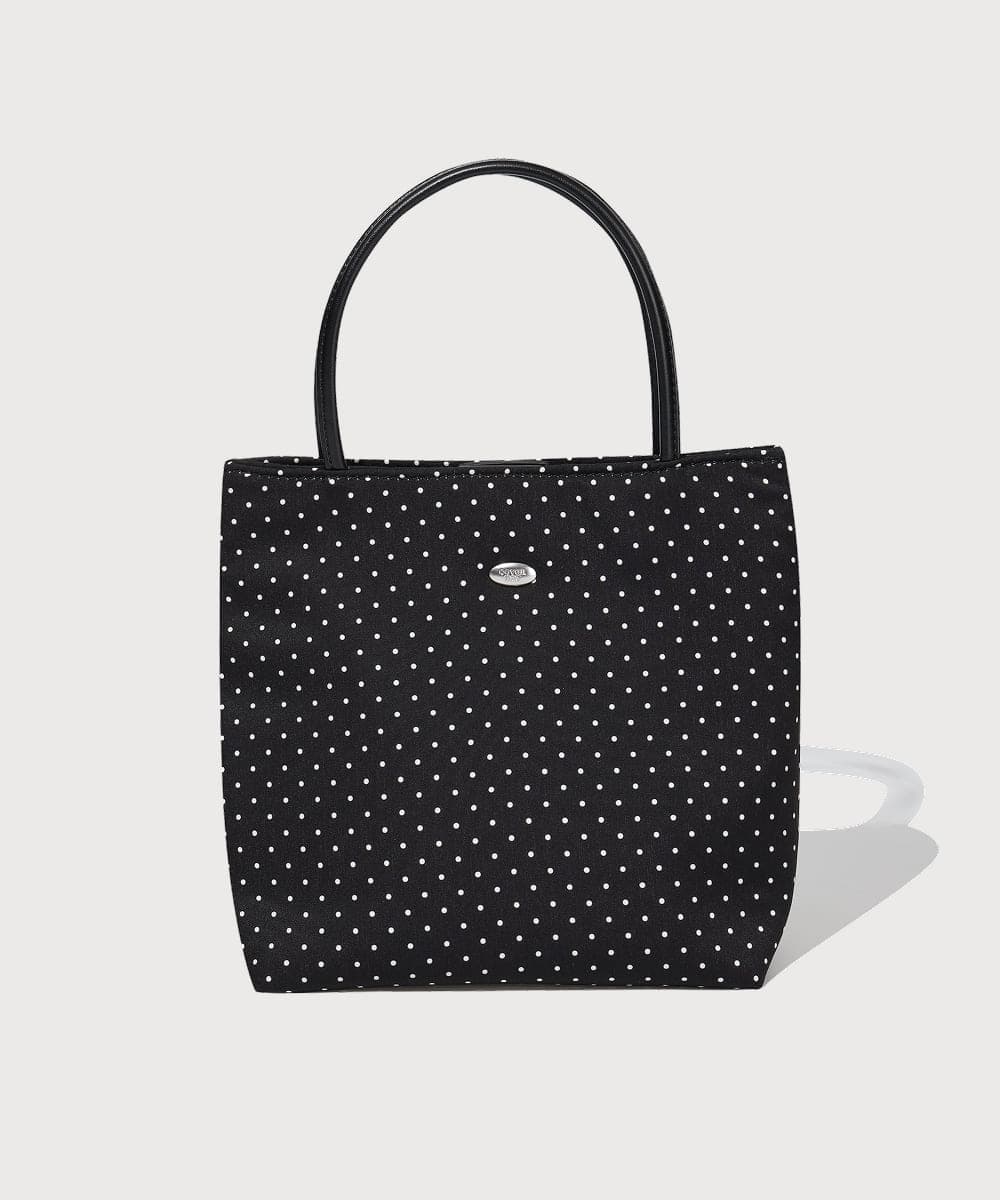 우먼 클로버하트 데일리 토트백 Black Dot