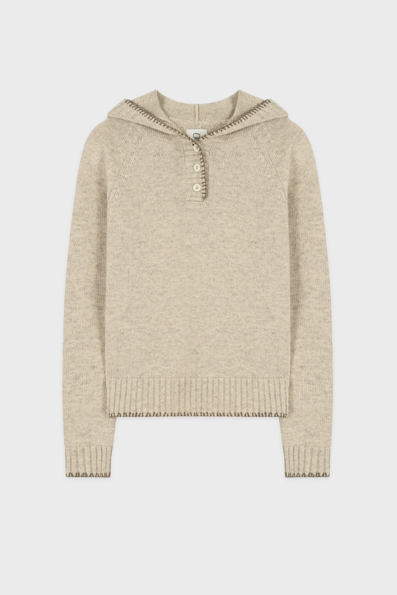 Button Hoodie Knit (Oatmeal)