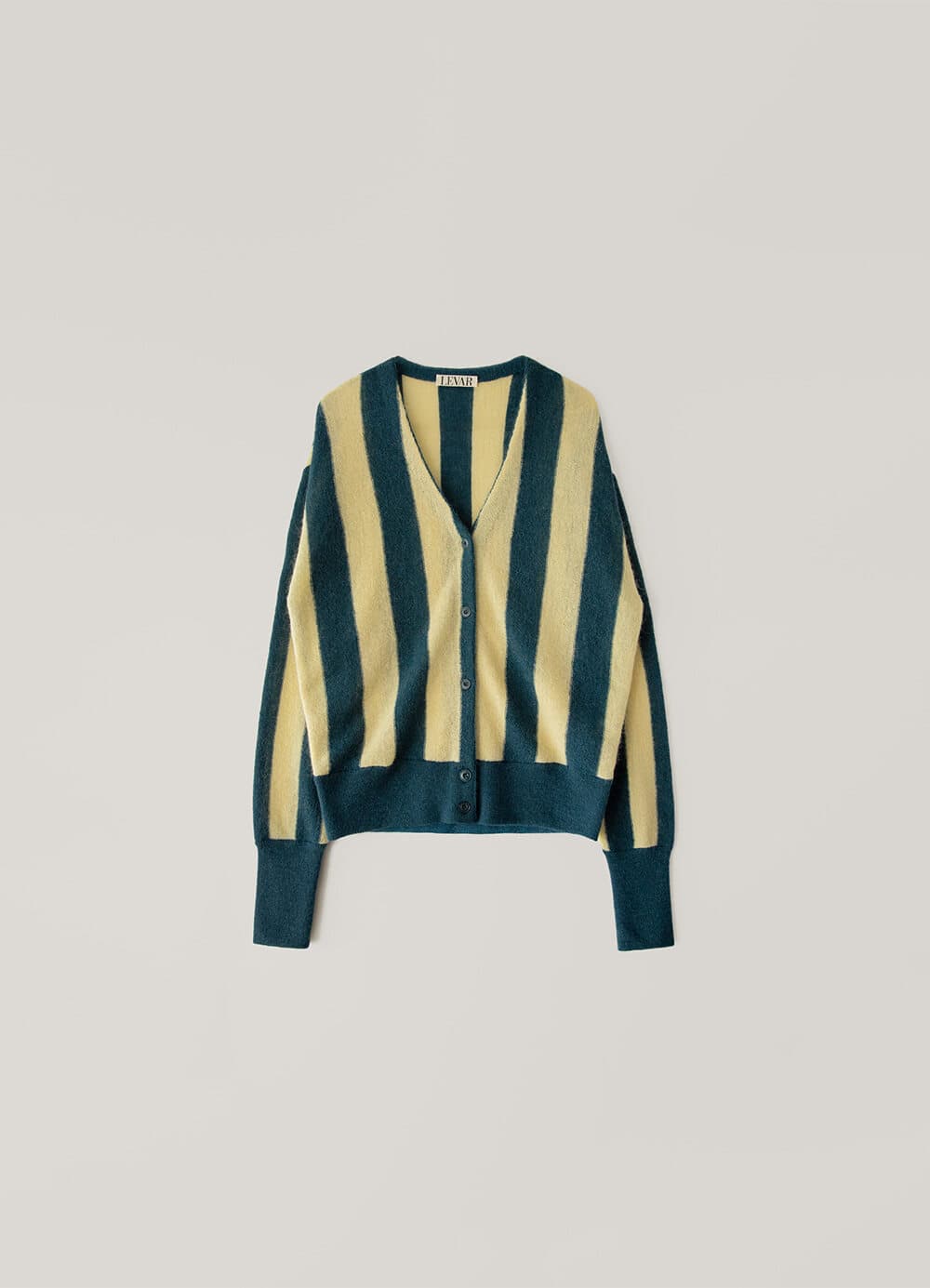Stripe Mohair V-Neck Cardigan - Butter/Blue