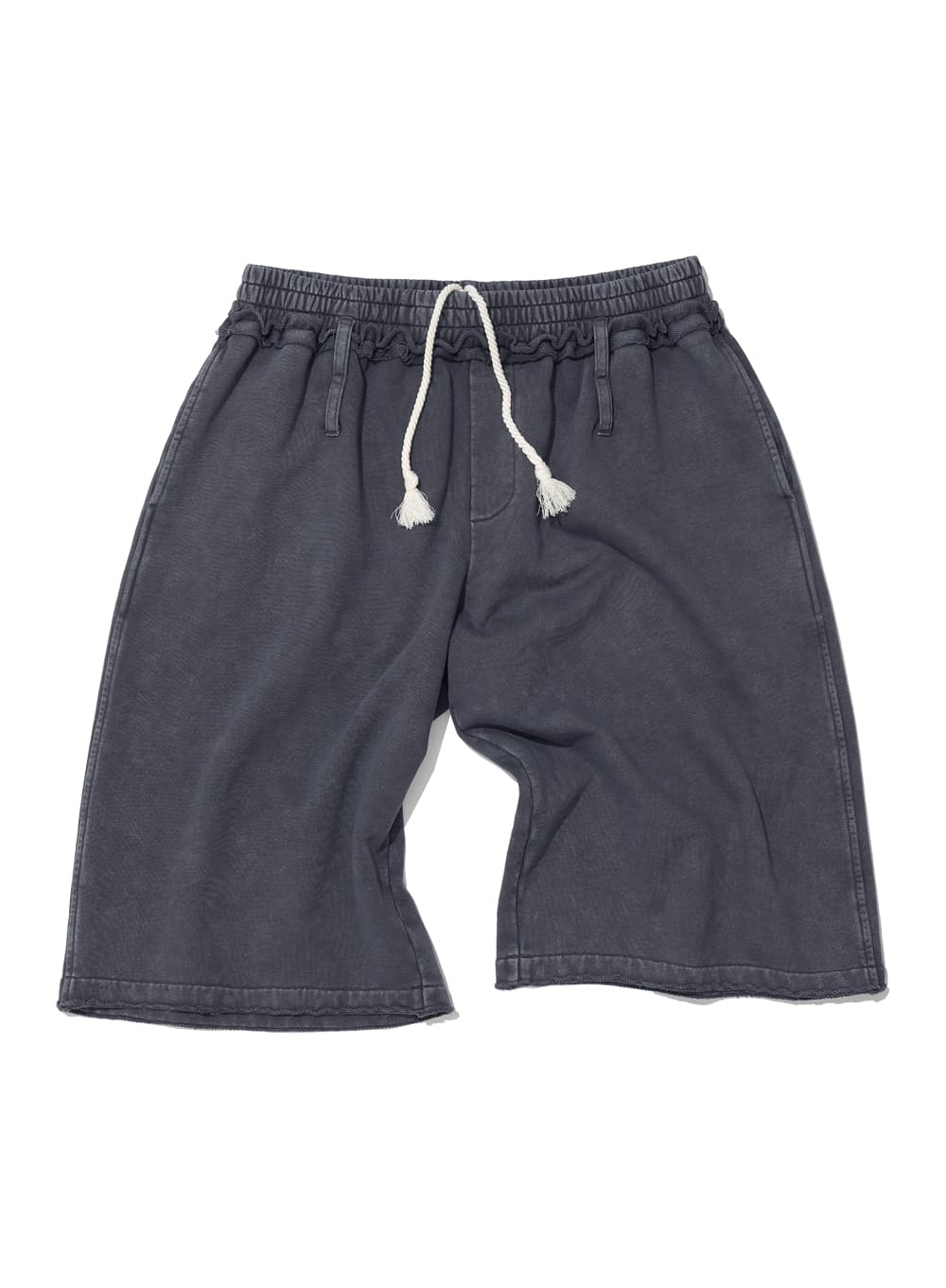 CUT-OFF WASHED TERRY BERMUDA SHORTS_CHARCOAL