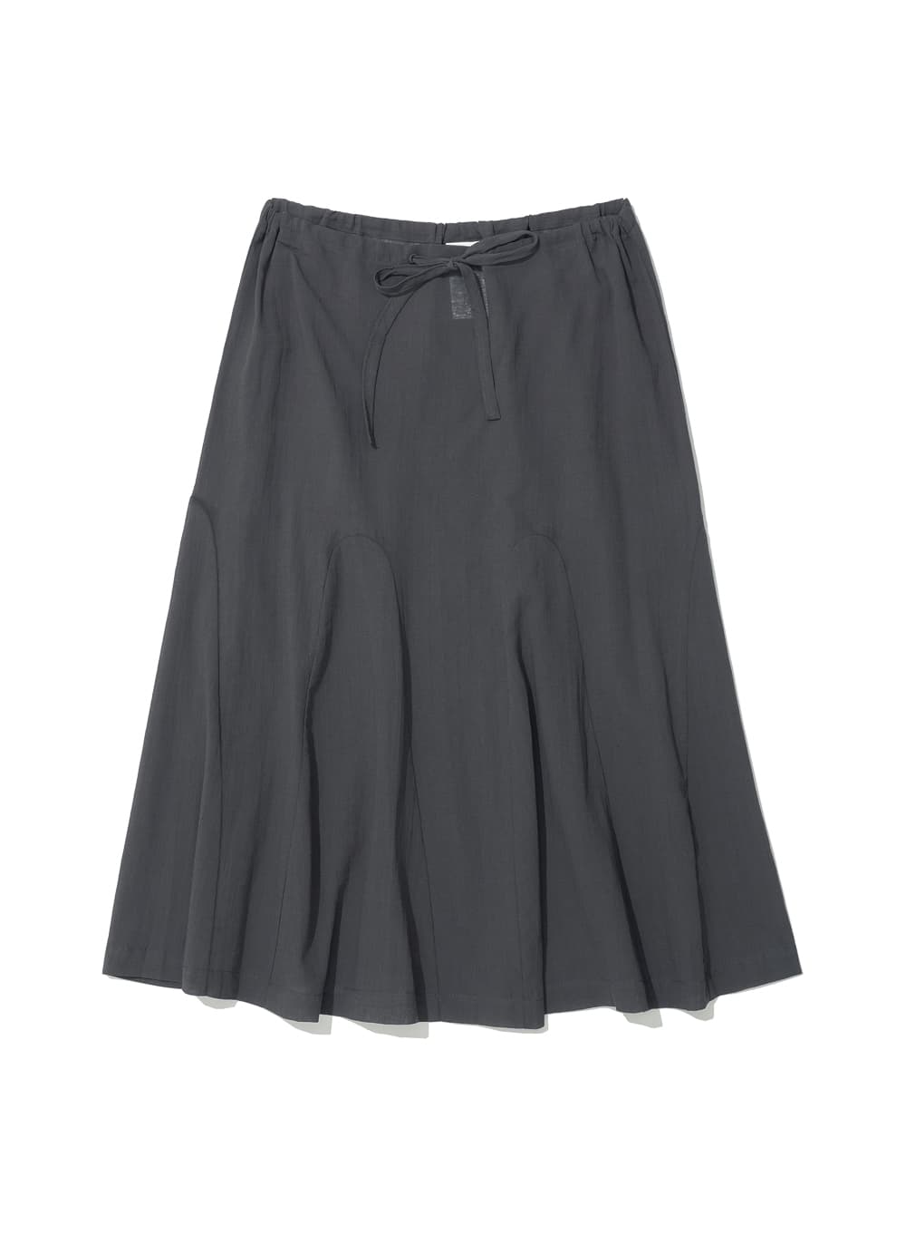 SHEER GORED MIDI SKIRT_CHARCOAL