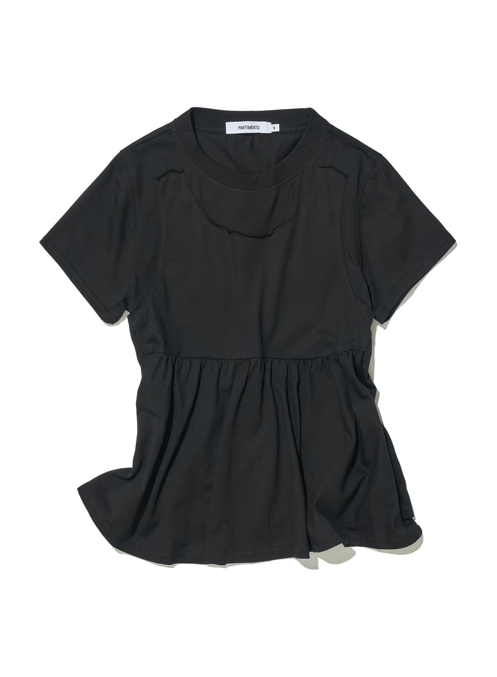 OVERLAY PEPLUM SHORT SLEEVE TEE_BLACK