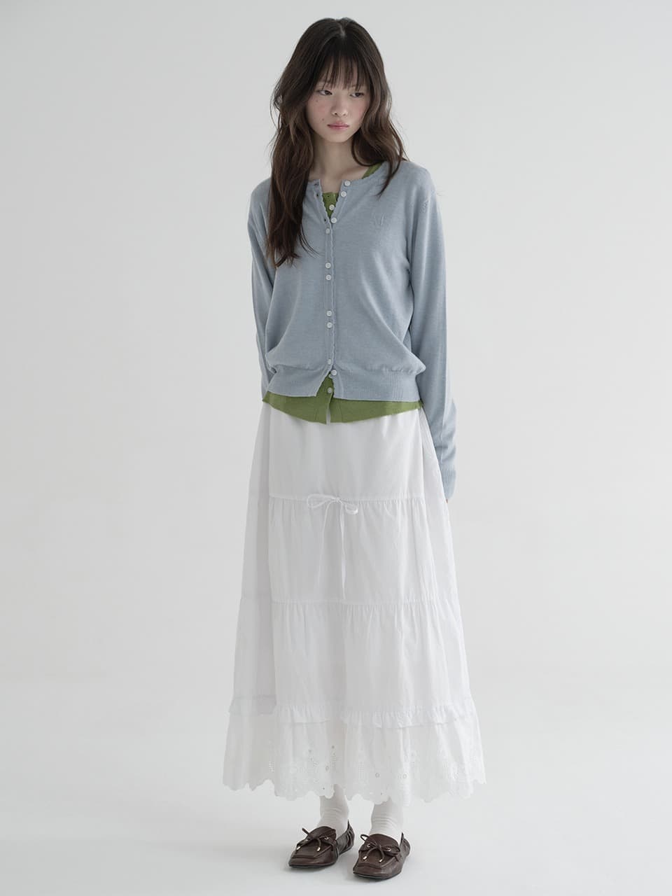 ROSE EYELET LONG SKIRT (WHITE)