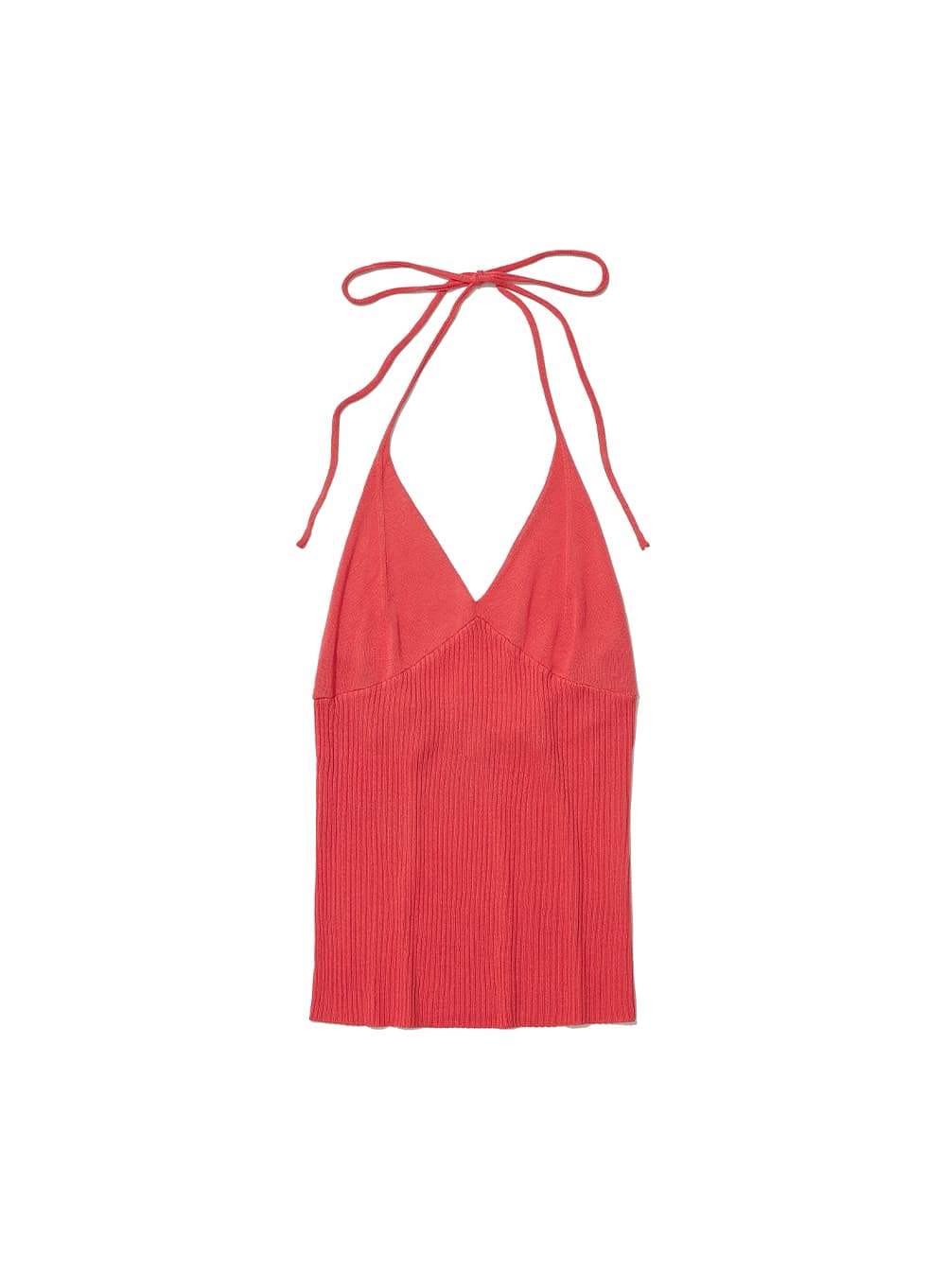 MULTIWAY TIE-NECK STRAP KNIT SLEEVELESS TOP_CORAL