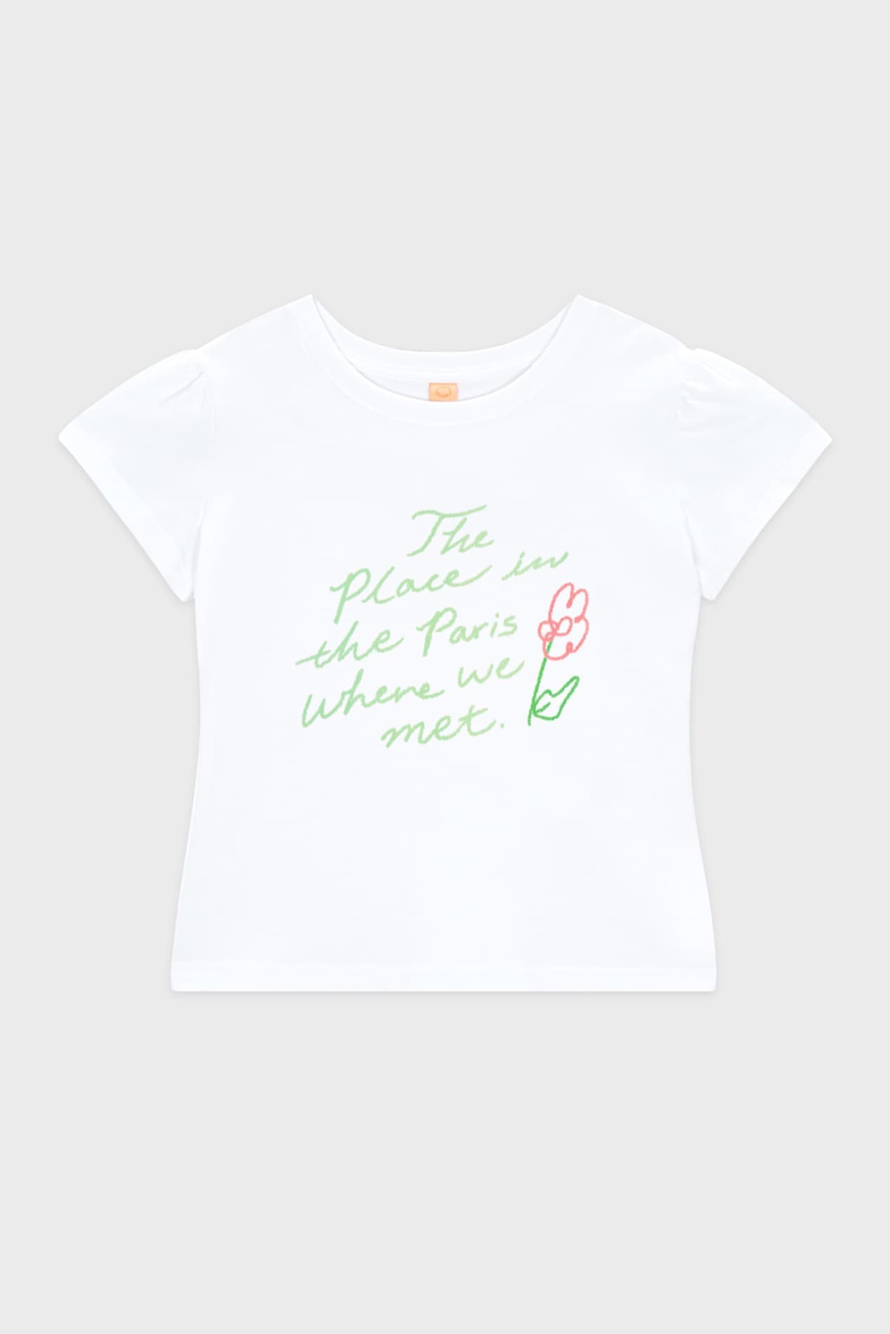 Flower Lettering Puff T-Shirt (White)
