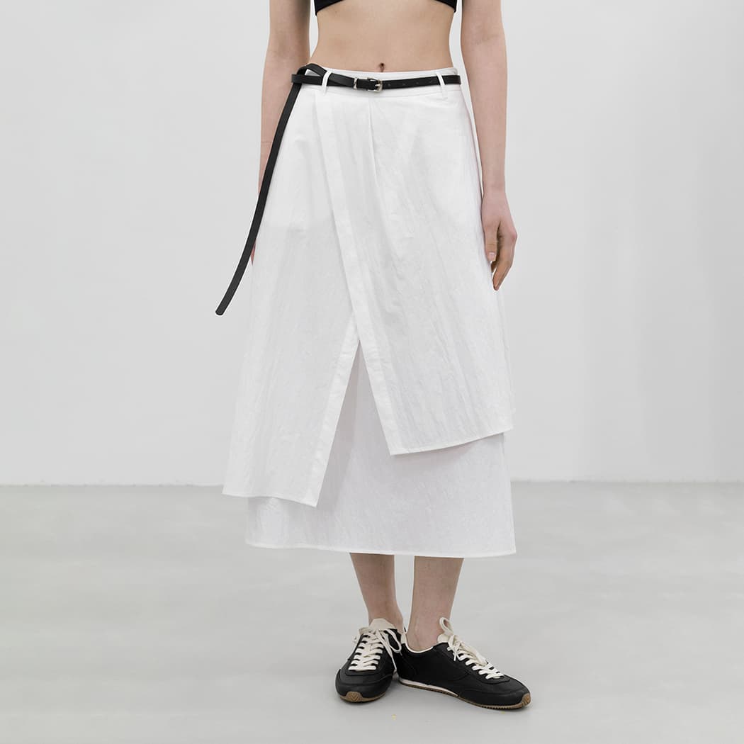 (Z-SK-5024)ESSENTIAL CREPE BELT SKIRT S