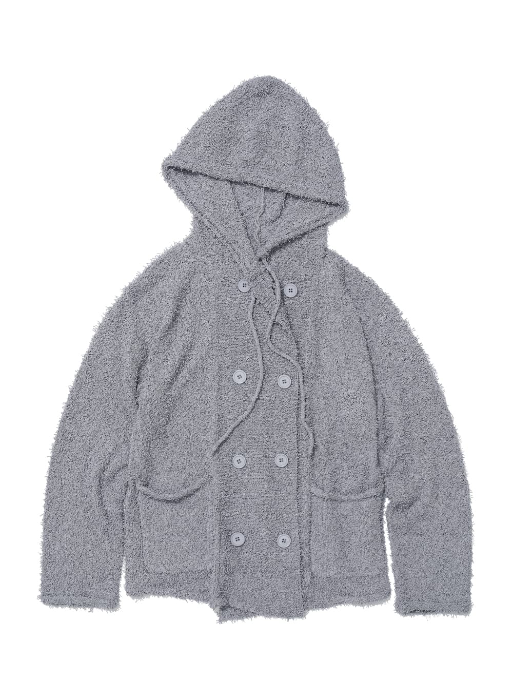 GRUNGE BOUCLE HOODED CARDIGAN_LIGHT GREY